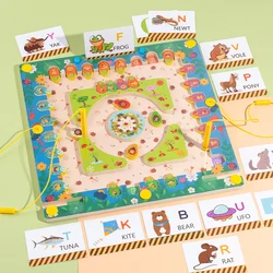 Magnetic Alphabet Maze Wooden Puzzle Board Montessori Educational Toys Fine Motor Skills Sensory Activities Travel Toys for Kids