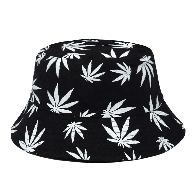 2024 Fashion Summer Autumn Sun Bucket Hats Women Men Buckets Caps Weed Print Hat Fisherman Sunscreen Hats For Ladies