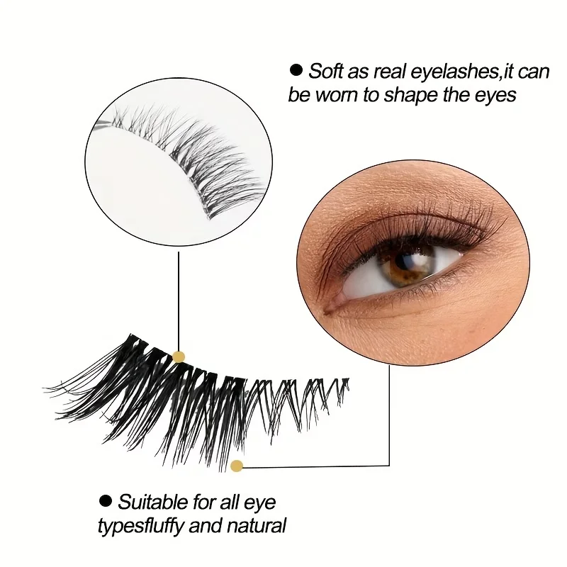 5 Pairs of Natural Half-Eye Cat-Eye False Lashes – 6-9mm & 10-12mm Lengths, 0.03mm Ultra-Thin Reusable Lashes, D Curl Suitable