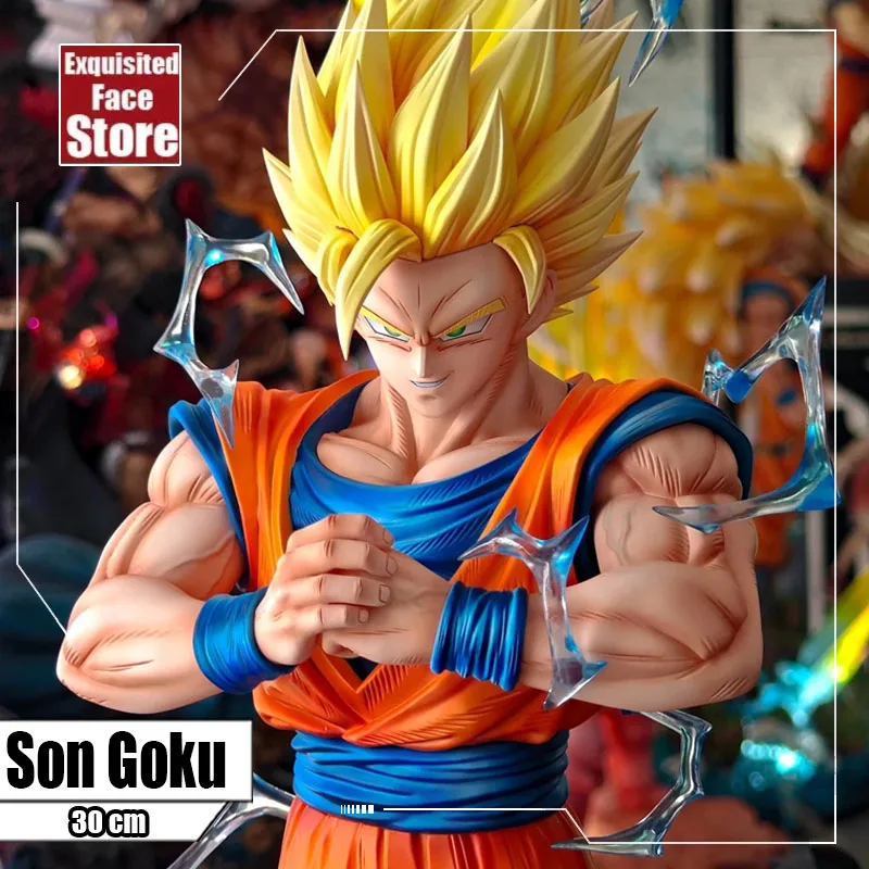 30cm Anime Dragon Ball Son Goku Figurine Super Saiyan Goku PVC GK Statue Collectible  Model Toys For Children Gifts