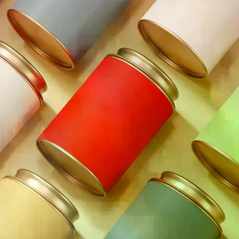 Mini Tea Caddy Sealed Storage Paper Tank Portable Travel Tea Boxes Tea Tin Containers Coffee Canister Kitchen Spice Candy Jar