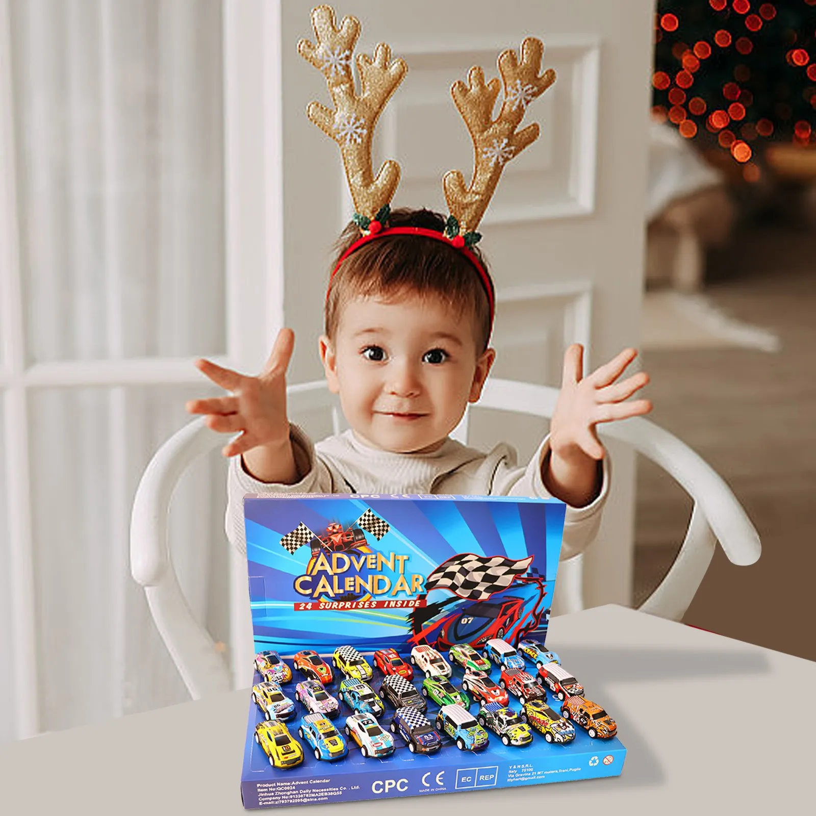 Conto alla rovescia da 24 giorni per macchinina natalizia Regalo per bambini Calendario dell'Avvento natalizio da corsa digitale Timer semaforo per bambini