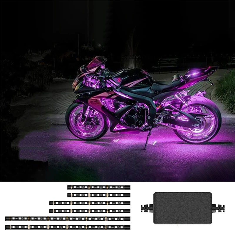 Universal LED Car Motorcycle Decorative Ambient Lamp Smart Brake Light With APP Control Motorbike Decorative Strip Lamp Kit Tool