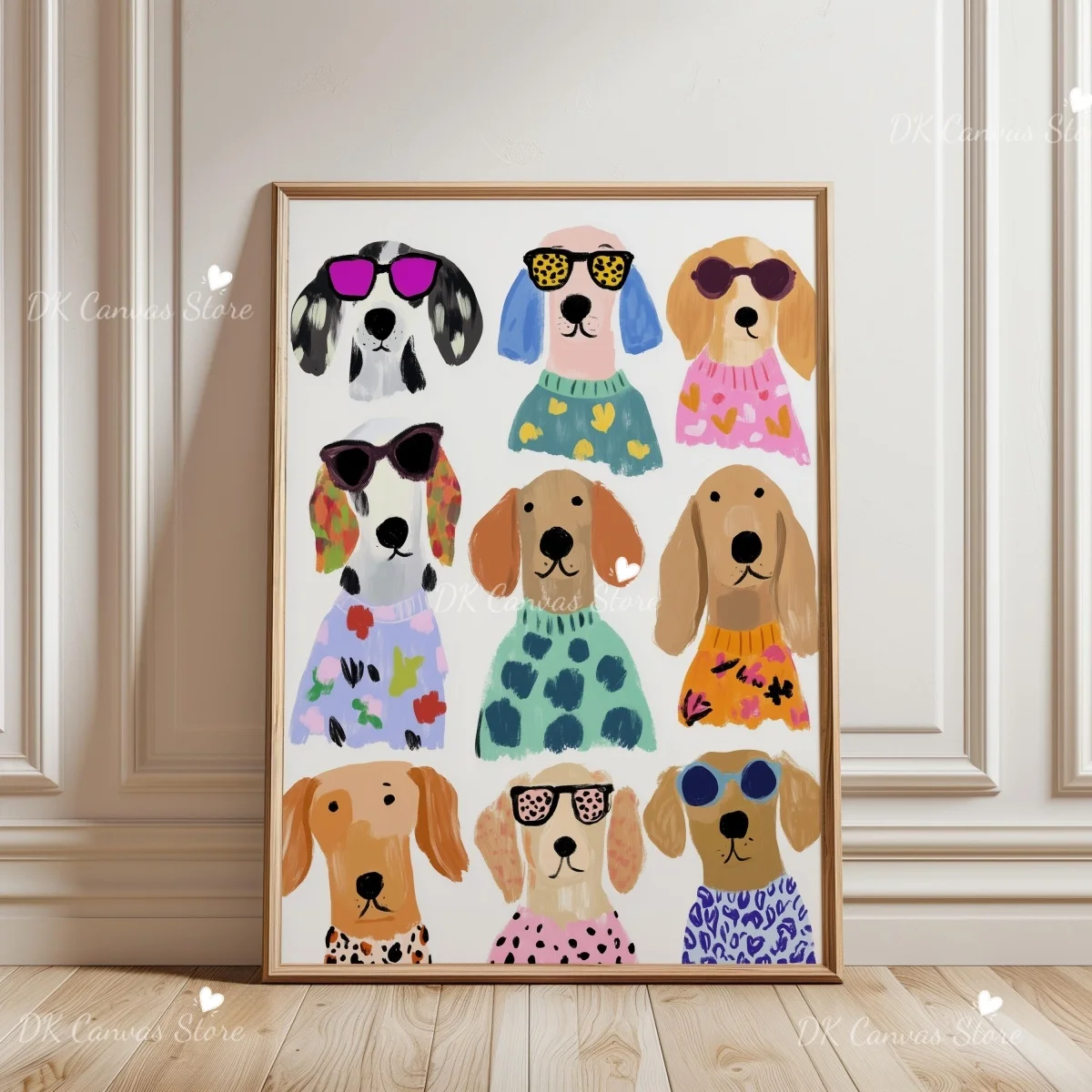 Whimsical Cartoon Animal Canvas Print Poster Funny Cute Skateboard Dog Art Prints Living Room Nursery Wall Art Home Decor Poster view 4