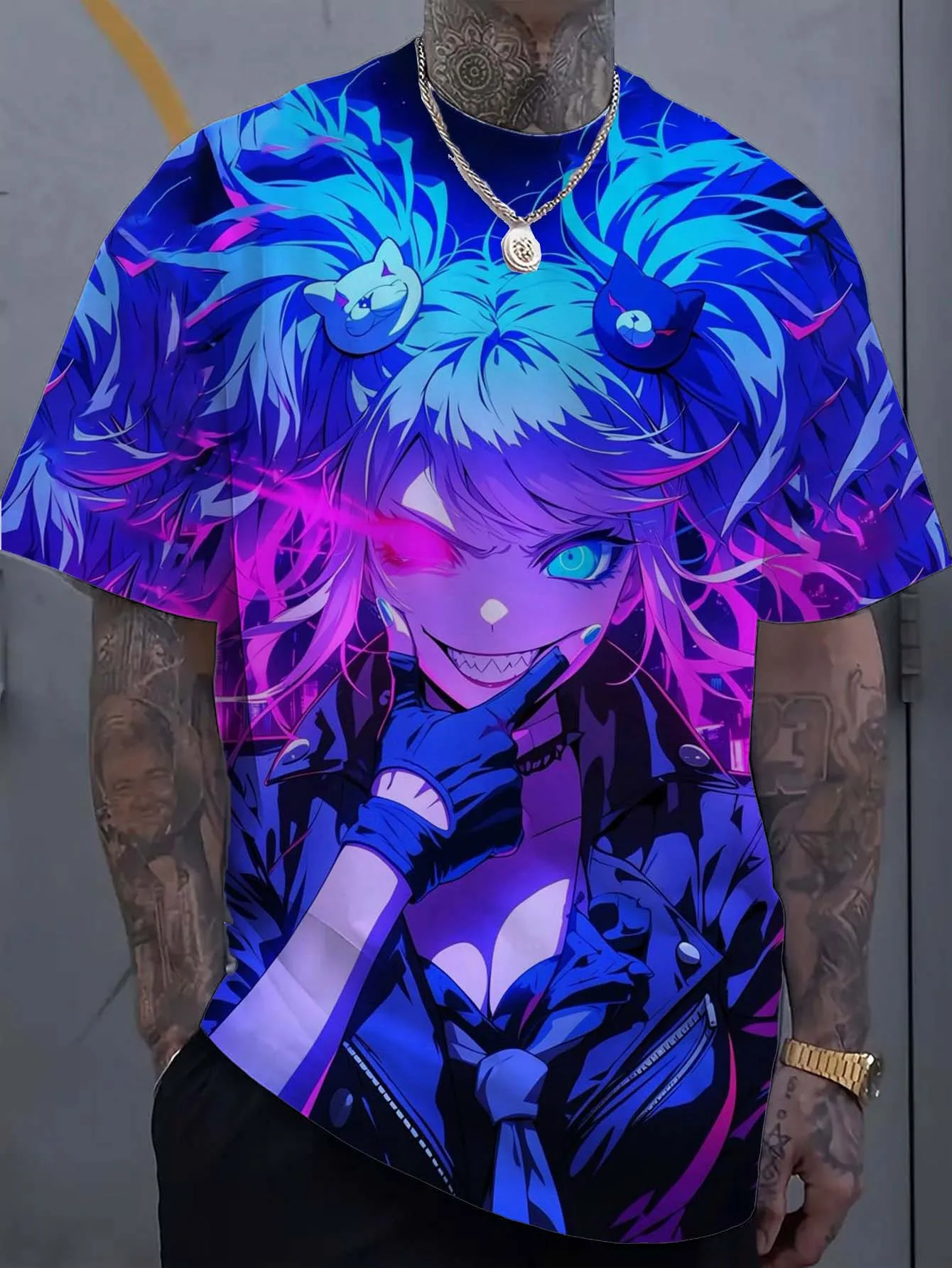 الكرتون مثير فتاة نمط ثلاثية الأبعاد مطبوعة تي شيرت رجالي المتضخم البلوز للرجال فتاة سيئة شخصية قميص قصير الأكمام تي شيرت #4