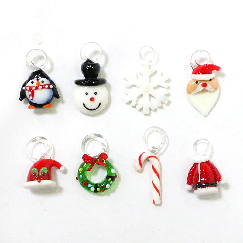 زجاج مورانو شجرة عيد الميلاد زخرفة الإبداعية شمعة حامل طاولة طعام ديكور المنزل مع 8 قطعة قلادة عيد الميلاد الصغيرة لطيف الملحقات