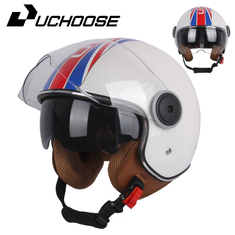 

DOT Unisex Motorcycle half Helmets Dual Lens Scooter Moto Helmet Casco vespa village Riding capacete de moto motocross Helmets