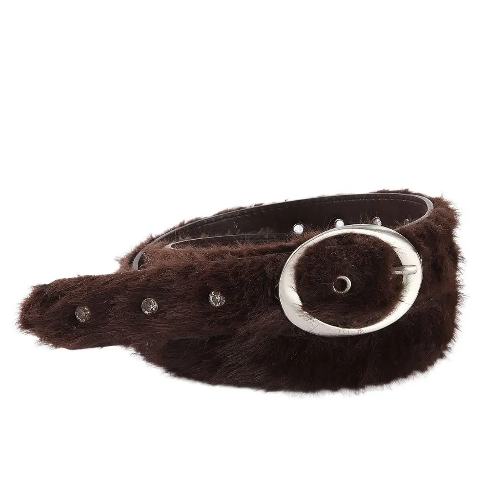 خمر العصرية تصميم فو الفراء أحزمة فاسق Y2K تقليد الأرنب الفراء حزام كل مباراة أحزمة وسط فاخرة النساء الموضة #1