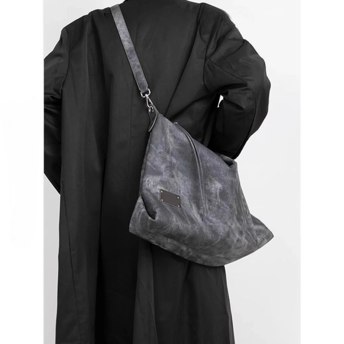 

Tie Dye Gray PU Multifunctional Backpack Retro Large Capacity Tote Bag