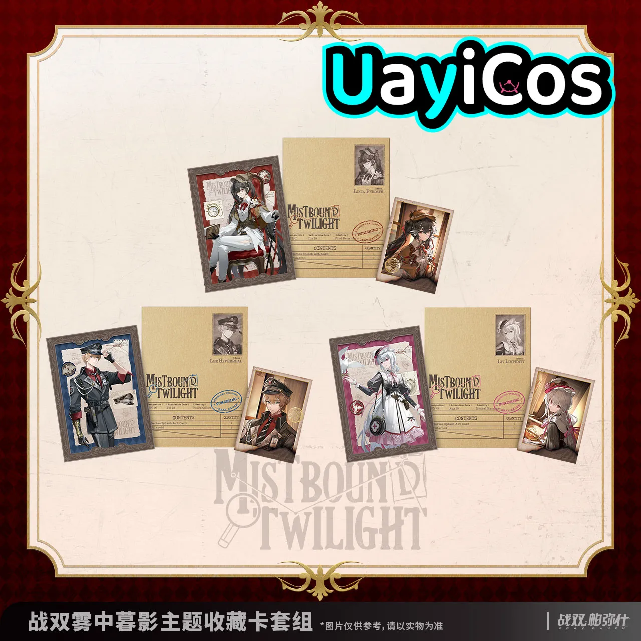 

Official Merch GRAY RAVEN：PUNISHING Lee Lucia Liv Collection Card Set Ornament Mistbound Rwilight Anime Game Toy Kids Gifts