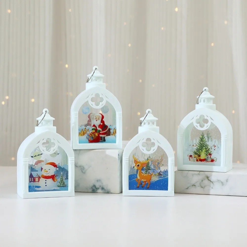 Mini Christmas Lantern Glowing Christmas Tree Christmas Wind Lamp Snowman With Hook Desktop Christmas Lamp Table Ornaments