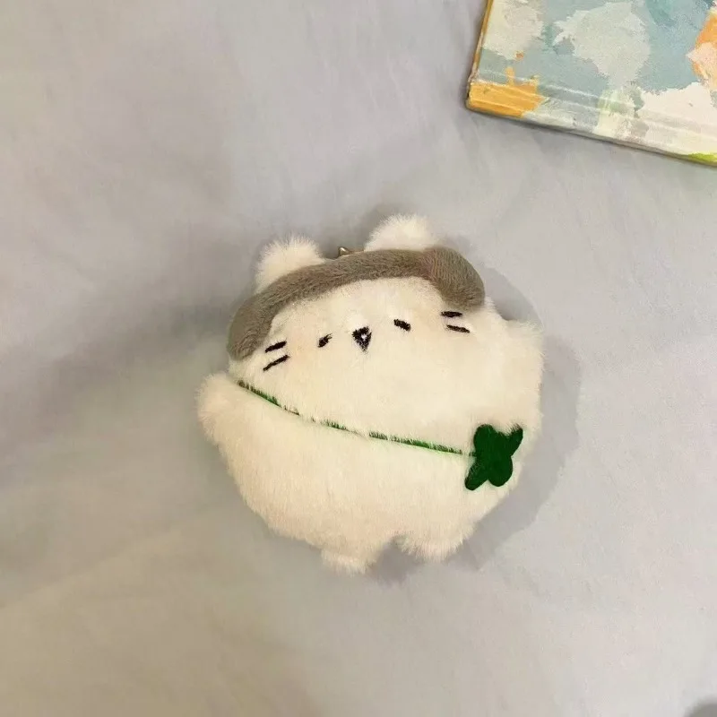 لطيف السمين القط الصغير البيض دمية أربع أوراق البرسيم القط الصغير دمية أفخم قلادة ظهره قلادة المفاتيح هدايا لصبي وفتاة #5