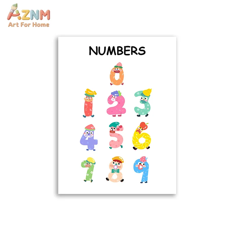AZNM Educational Alphabet Numbers Frameless Canvas Wall Art, Kids Learning Poster Print, Nursery Classroom Decor, Unframed Paint view 3