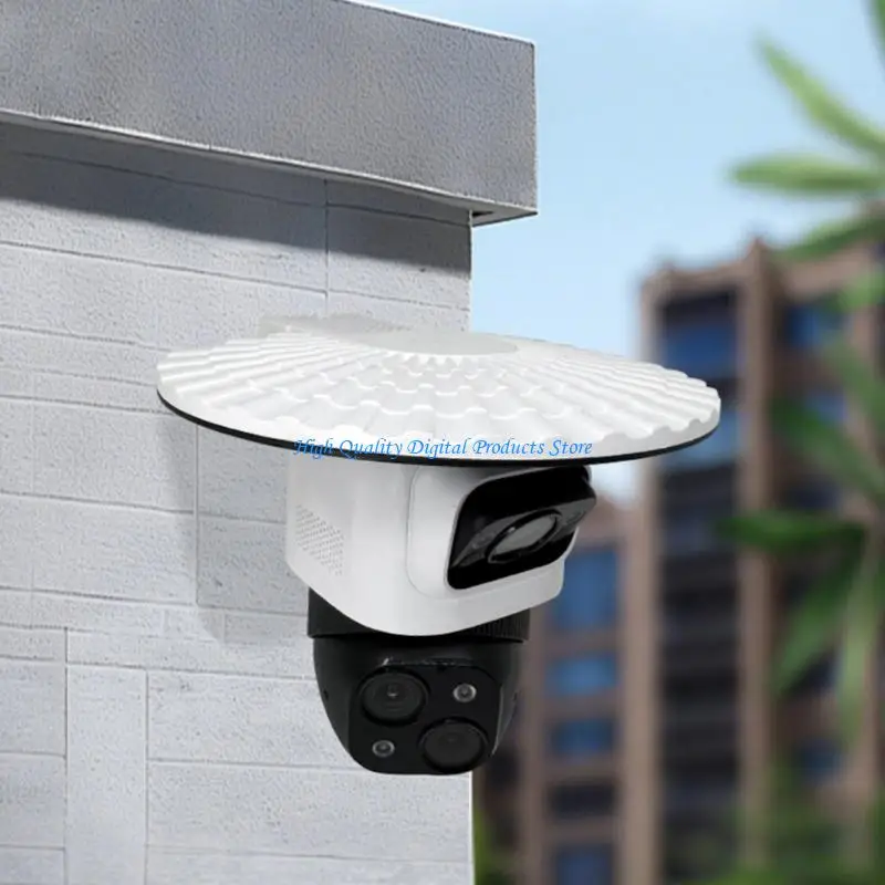 U2JE Camera Rain Cover Accessory, Wide Fan White ABS Top Cover with Screwdriver and Fixed Mount Hardware for Yard Entry and Wall