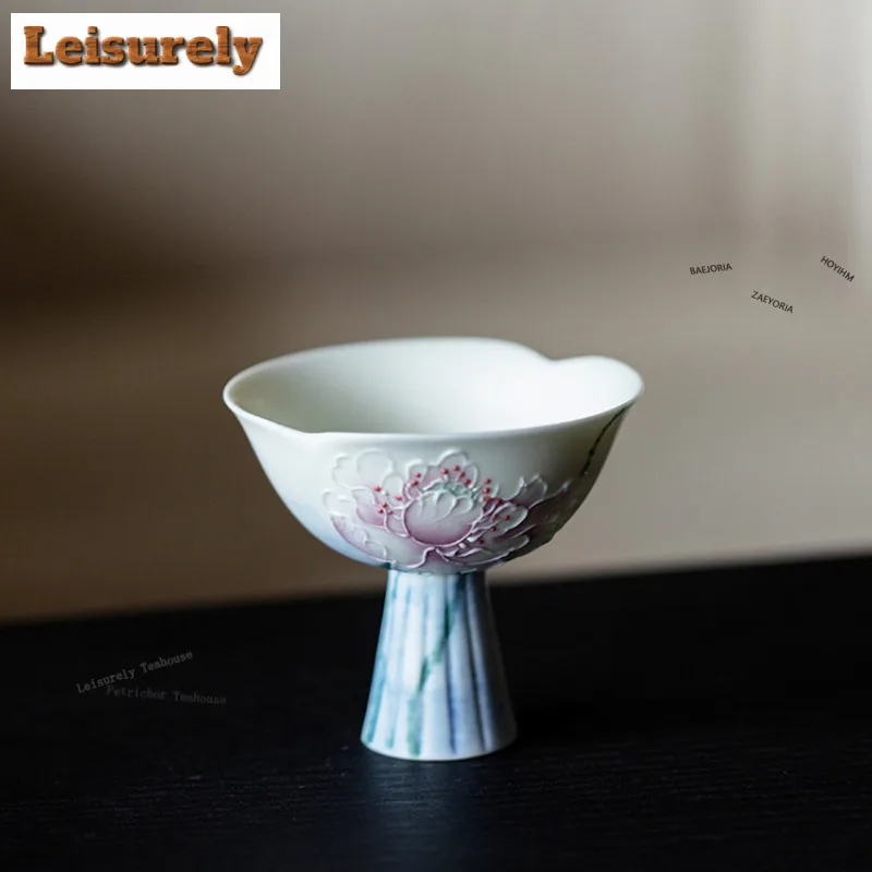 40 ml Pastellfarbene Kornblumen-Teetasse, elegante Teeschale, Tasse für Tee, Teeverkostung, Dufttasse, Chazhan Master Cups, Teegeschirr-Kollektion, Geschenk