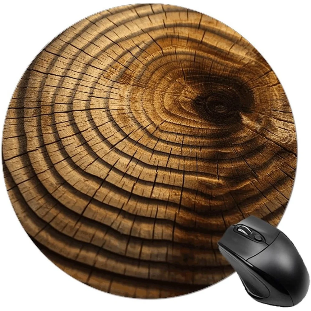 

Tree ring mouse pad, round washable, anti-slip rubber base, computer accessory, high-definition printing, suitable for home use