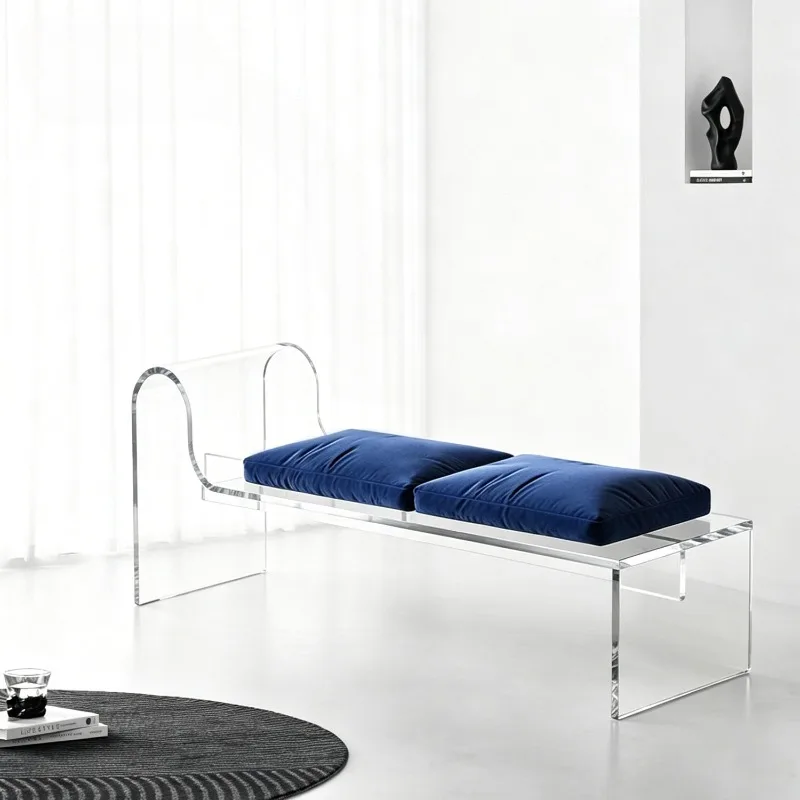 acrylic shoe changing stool, long stool at the entrance of the home, high-end shoe stool clothing store rest stool suspension