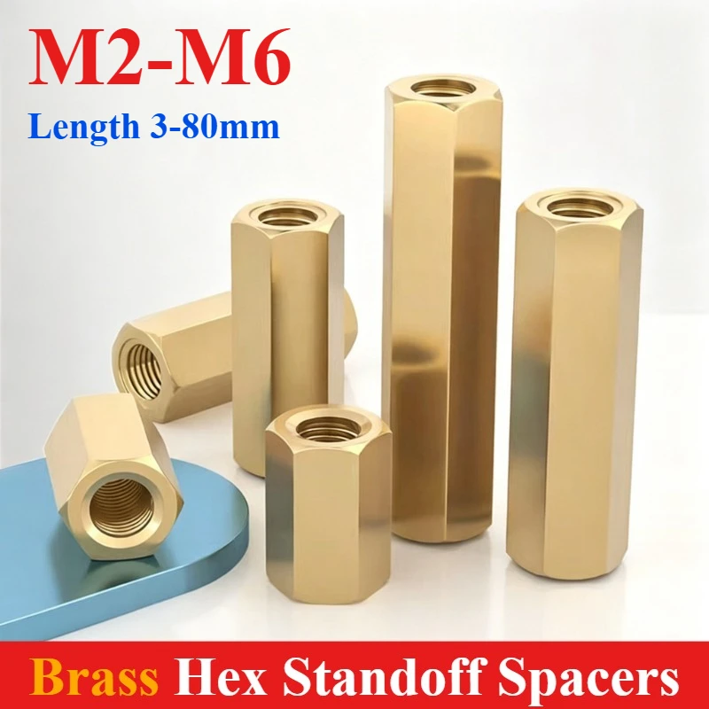 Brass Hex Male Female Standoff spacer M2 M2.5 M3 M4 M5 M6 Hex Pillar Stud Mount Spacer Hexagon PCB Motherboard Hollow Bolt Screw