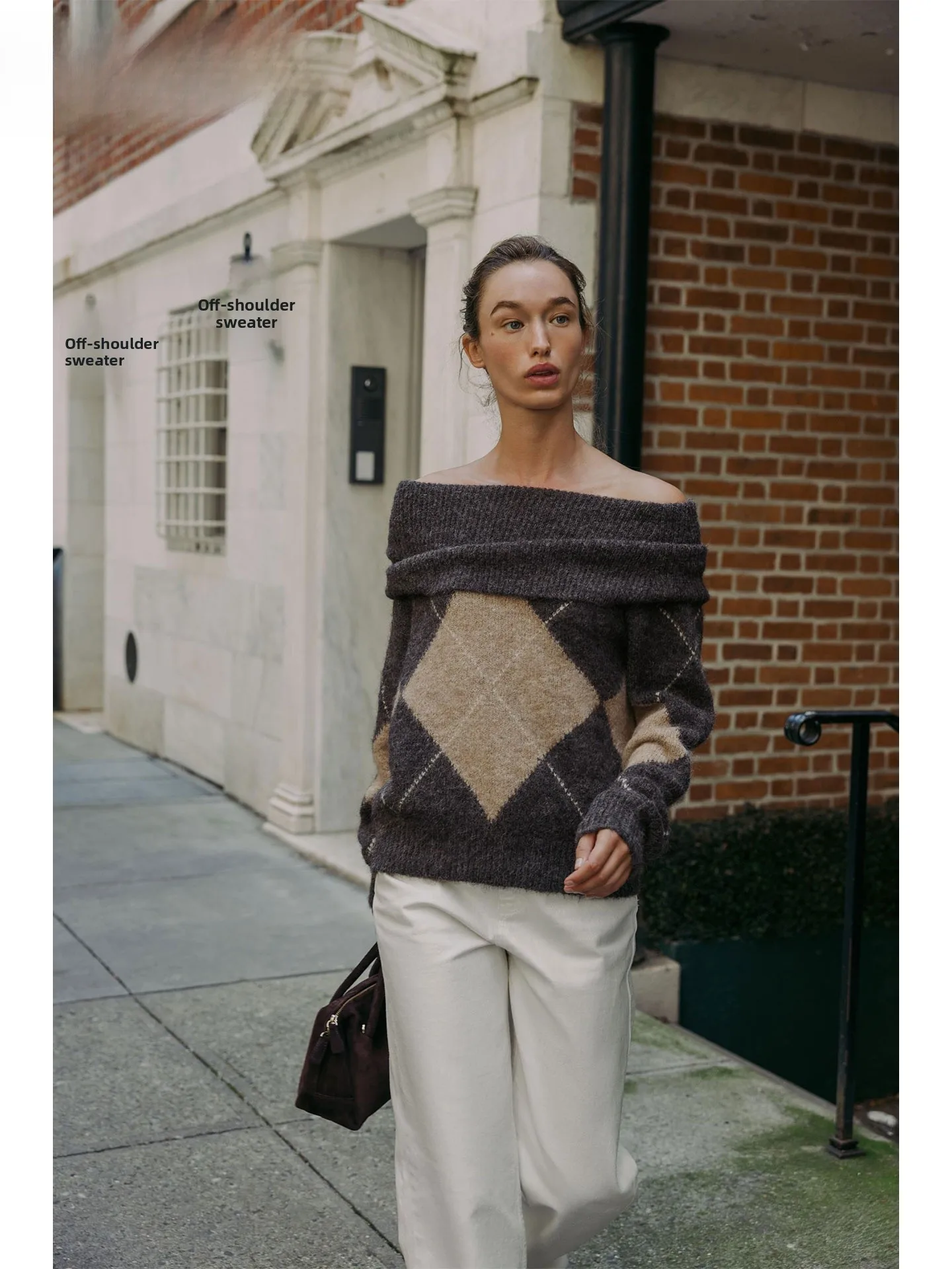 

ZAPRHA 2025 Осенний новый нежный ветровой верхний свитер с ромбовидным ремешком, вязаный женский ленивый 575538, повседневный свободный крой, открытый...