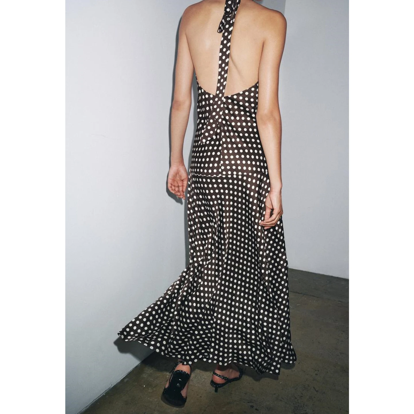 Sommer Neue Ele Polka Dot Bal Dr Damen Mischung Seide Knoten Neline Dr Polyester Stoff Freizeitkleidung