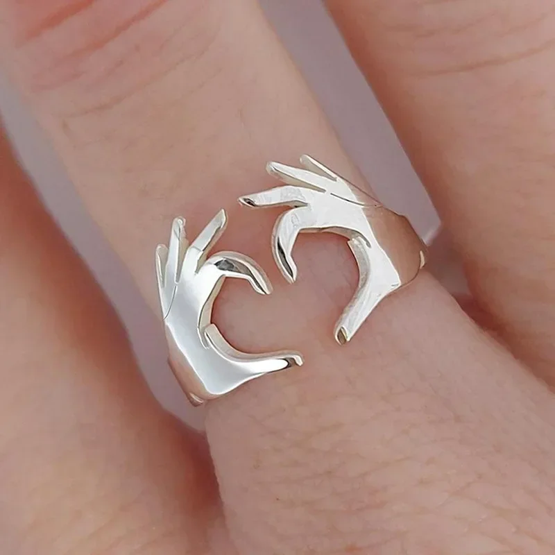2026 New European and American Adjustable Heart Ring Couple Gift Boys  Popular Simple Finger  Accessories Wholesale