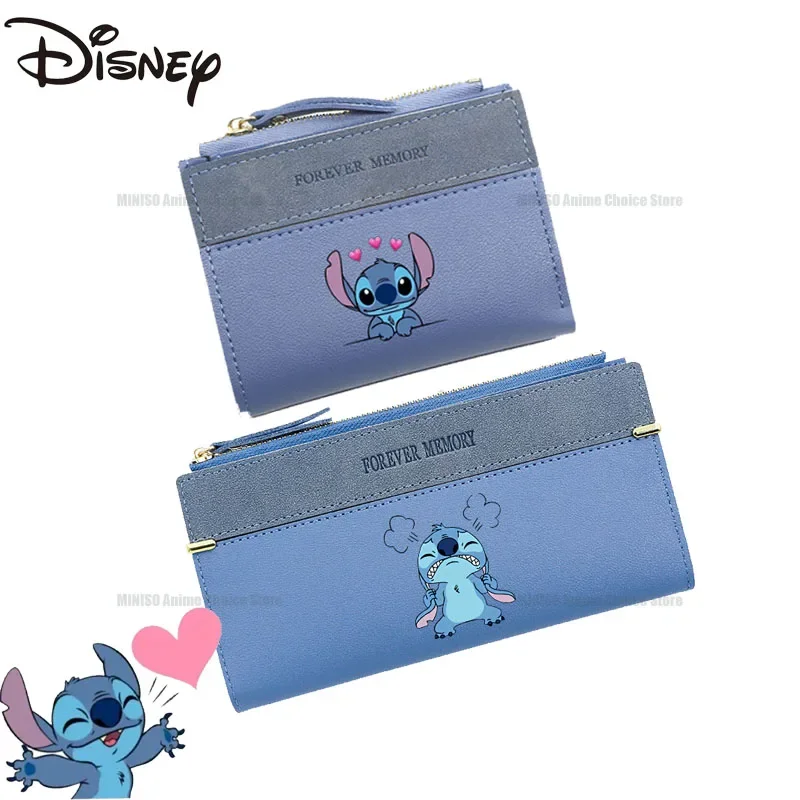 Cartoon Disney Stitch Purse Student Long and Short Style Hand Zipper Coin Card Bag Men's and Women's Coin Purse Birthday Gift