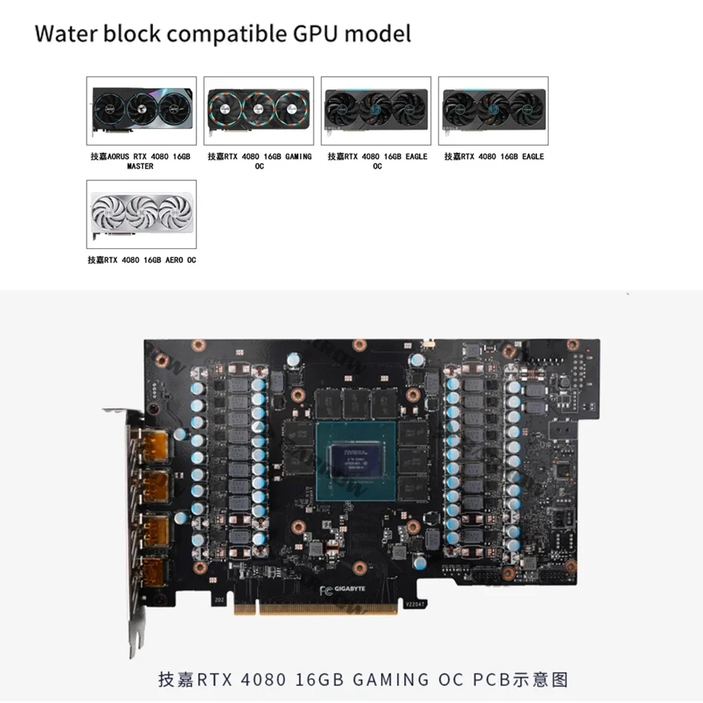 BARROW GPU Water Block for Gigabyte AORUS RTX 4080 16GB MASTER/GAMING/EAGLE Copper Cooling Radiator 5V ARGB AURA BS-GIG4080-PA