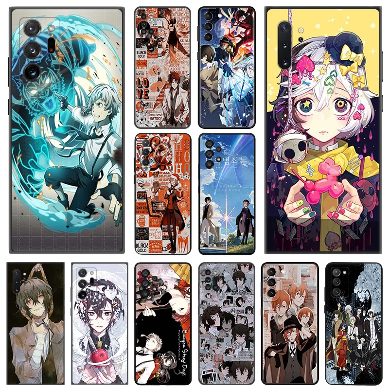 Phone Case for Samsung A35 5G A55 A02 A03 A04 A05 S8 S9 Note 10 Plus 9 8 A05S Anime Bungou Stray Dogs Soft Black Silicone Cover