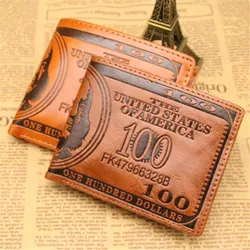 Men's Wallets With 100 US Dollar Pattern Wallet Male Leather Wallet Photo Card Holder Fashion Large Capacity Wallet Purse Bag