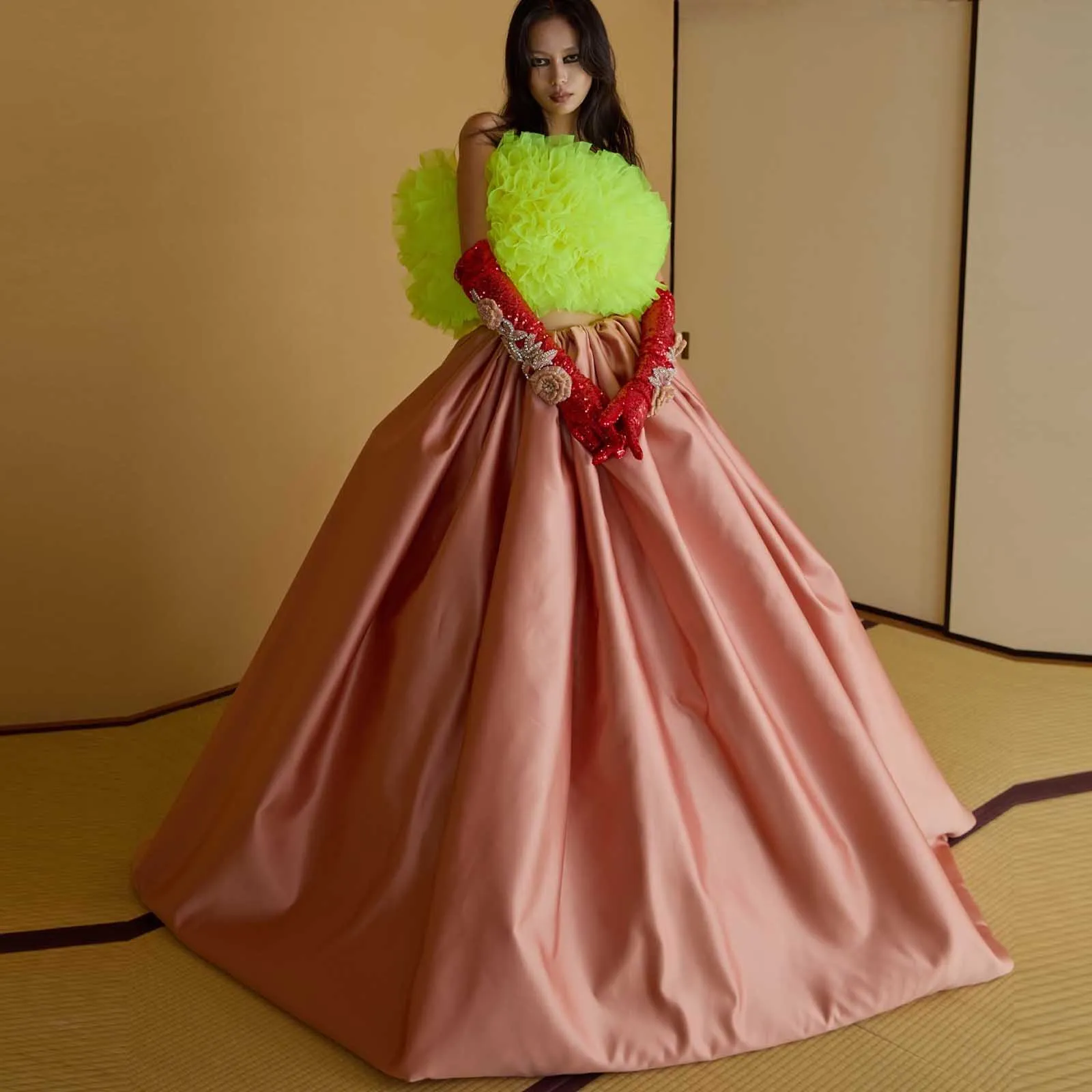 

New Arrival Ball Gown Wedding Skirt Silk Satin High Waist Extra Puffy Evening Skirts Bride Photoshoot Skirt Dance Perform Gown