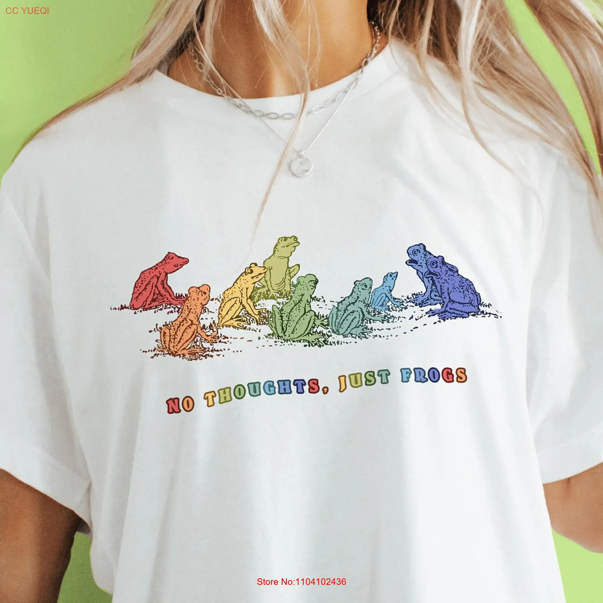 No thoughts Just Frogs Funny Meme T Shirt Rainbow Toad LGBT Queer zoology Cute Oversized Pride Colourful