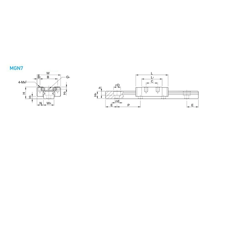 A63K& 1Pcs 7mm Linear Guide Miniature Rail MGN7 150mm Linear Rail and 1 Pcs MGN7H Miniature Rail Slider