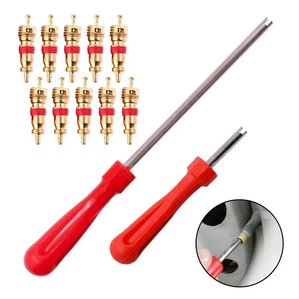 Universal Tire Valve Core Remover Installer Tool Set Portable for Car Motorcycle Bicycle Tire Repair Jobs