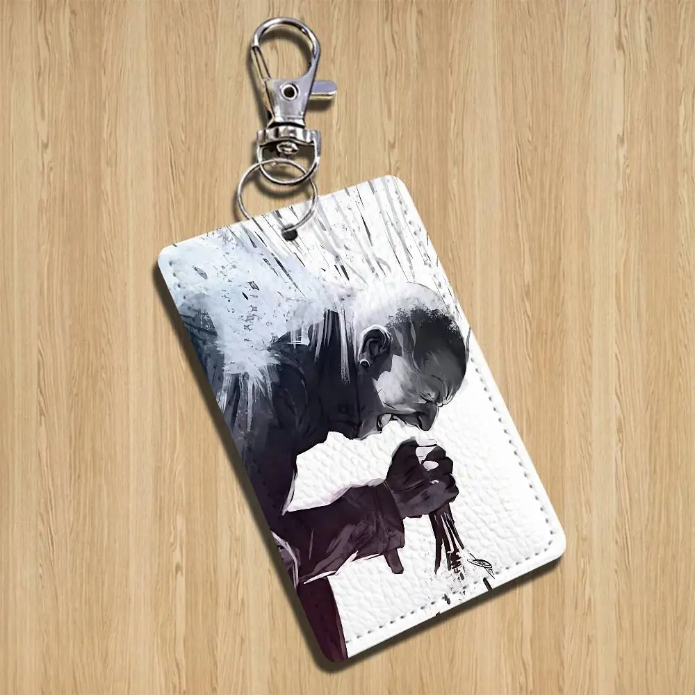 Fan art design Chester Bennington Leather Keychain Badge Holder with Lanyard - ID/Access Card HolderKey Ring Accessory Gift
