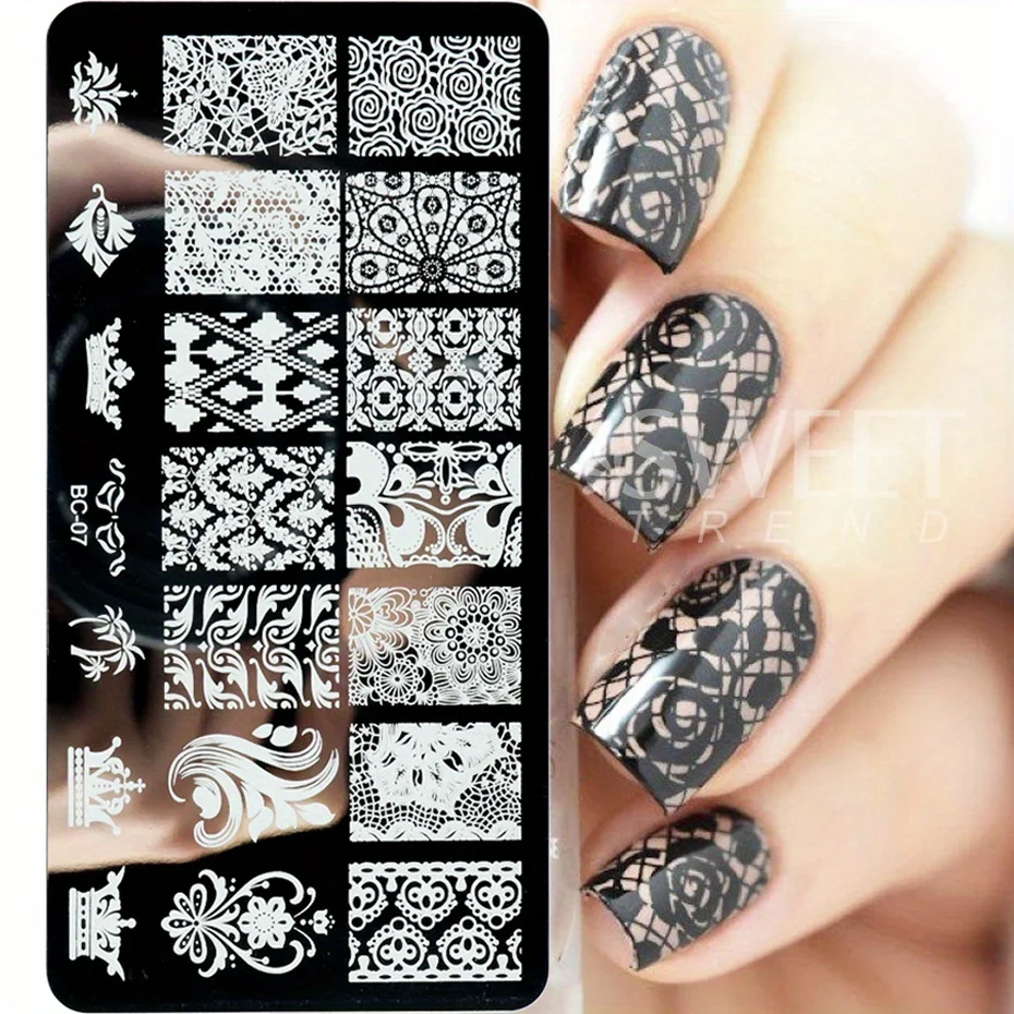 5 arkuszy koronkowe kwiaty płytki do stemplowania paznokci Mandala geometryczne szablony do stempli do paznokci polskie szablony do drukowania narzędzia do Manicure — zdjęcie 4