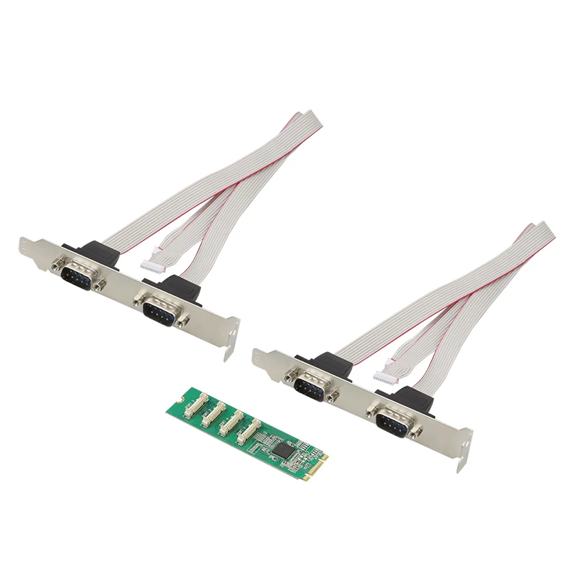 Tarjeta de expansión de puerto serie M.2 a 4 4S DB9 RS232 Aplicación de llave M&B Ranura M.2 ASIX/AX9900
