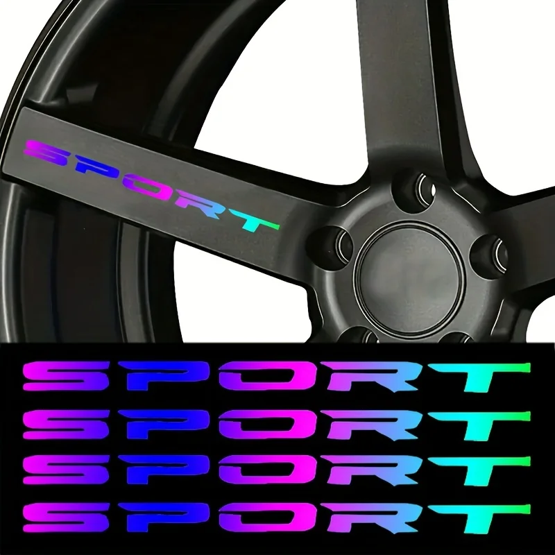 4 قطعة/المجموعة ملصقات السيارات الرياضية المتدرجة قزحي الألوان تصميم لاصق الشارات لديكور عجلة السيارة المحمول #1