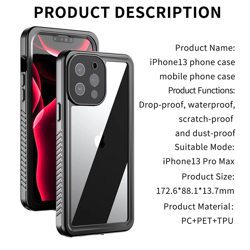 Hot IP68 Waterproof Case For iPhone 13 Pro Max 13 Mini Underwater Cover for iPhone 13 Pro Phone Coque CASE Full Cover