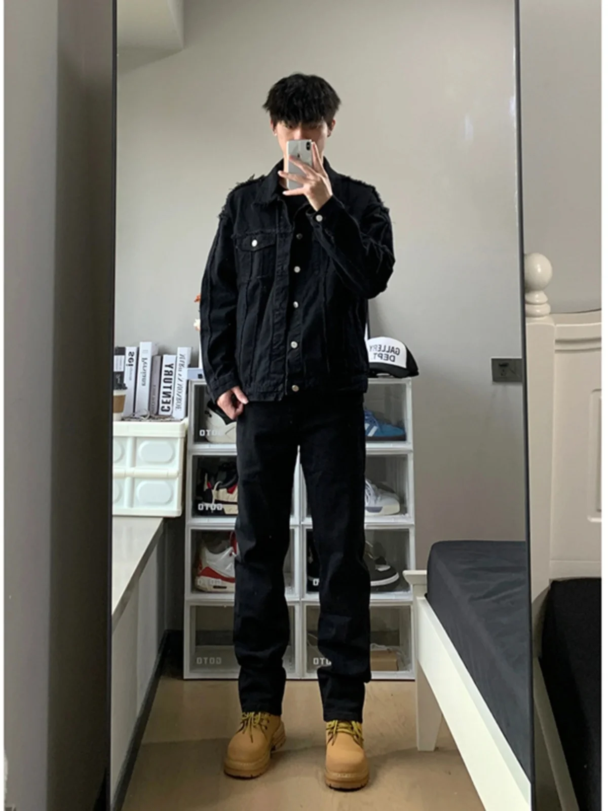 

Cleanfit American High Street Yellow Boots Men's Spring Autumn Straight Leg Jeans Elastic Casual Faion Youth ular Long P...