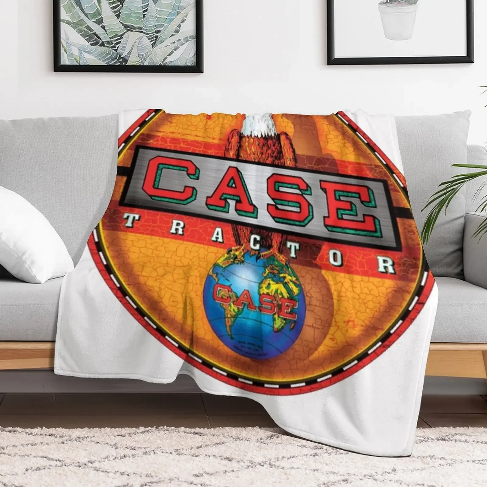 Case Tractor Shirt Throw Blanket Sofa Furrys Warm Blankets