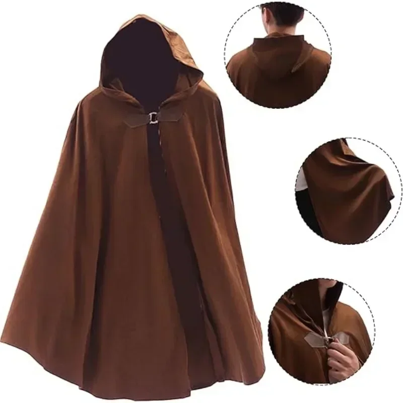 Kurzer Renaissance-Kapuzenumhang für Erwachsene, Unisex, Samt, Bogenschütze, Jägerumhang, viktorianisches Capelet, mittelalterlicher Hobbit, Halloween-Kostüm