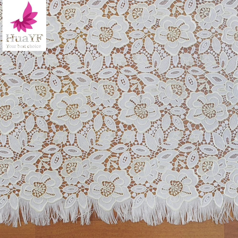 1 Yard French Romantic Water Soluble Nigerian Off White Guipure Cord Lace  Wedding Dress DIY  Skirt Curtain Tablecloth HY1254-1