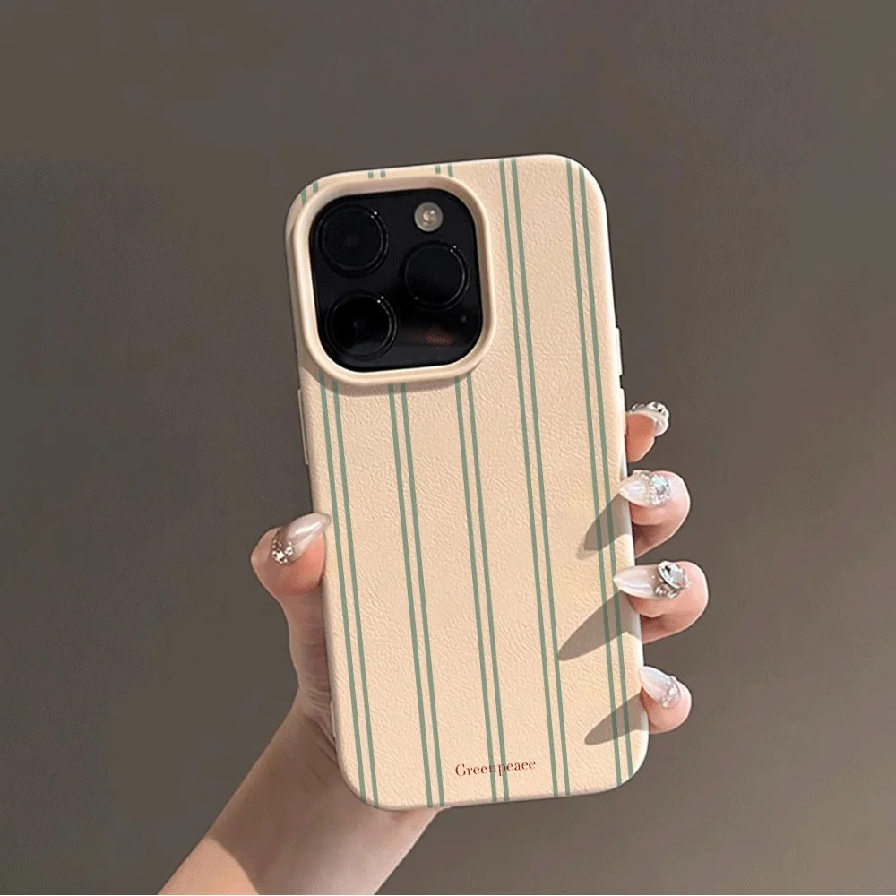 Koreanischer Stil Rosa-Weiß Gestreifter Handyhülle für iPhone 17 16 15 14 13 12 11 Pro Max Plus 17 X XR Silikon Matt Weiche Hülle – Detail 4