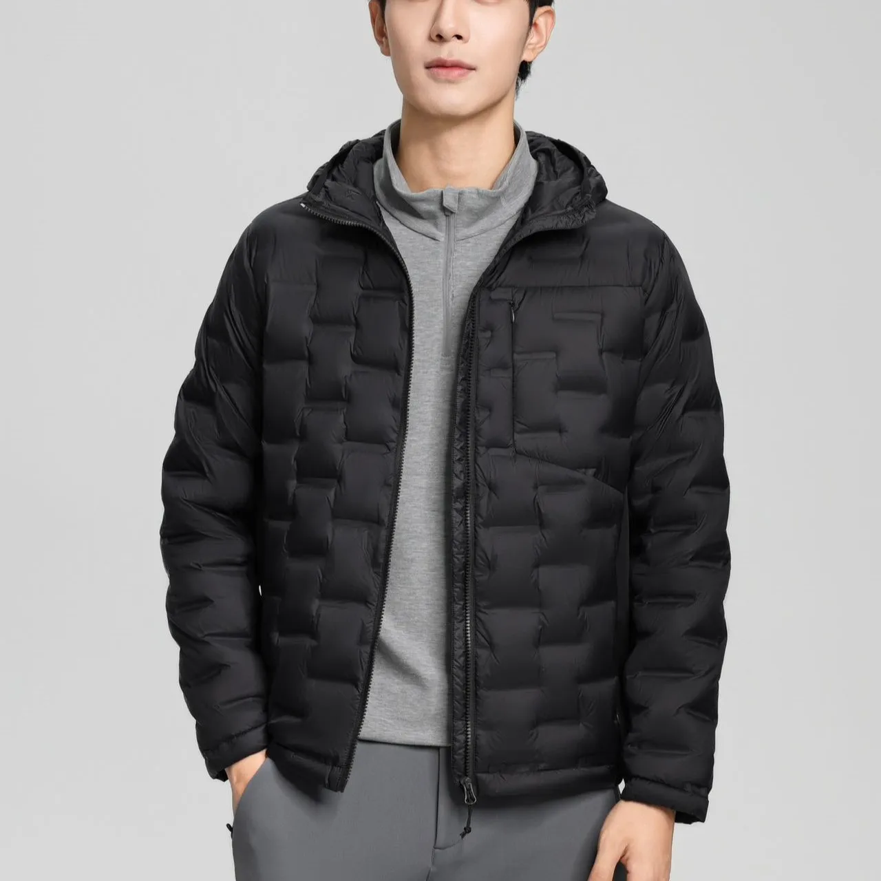 سترة رجالي بقلنسوة 90 بالمائة معطف شتوي منتفخ من ريش البط الأبيض للرجال دافئ خفيف الوزن بلون سادة ملابس خارجية بسيطة #4