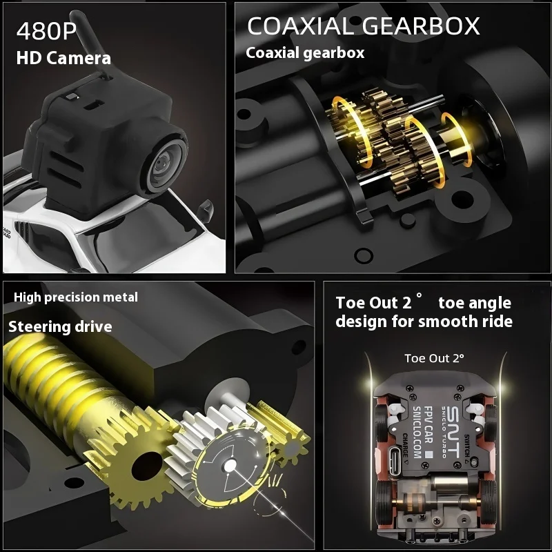 Q25-370z FPV Snt 1:100 Rc Mobil dengan Kacamata Micro FPV Balap 25M Rc Meja Balap Mobil Remote Control Mobil Hadiah Festival Magnetik