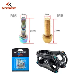6pcs Bike Stem Bolts M6/M5 Titanium Color Stem Fixing Bolt Stainless Steel Ultralight Handlebar stem Screws Cycling Parts