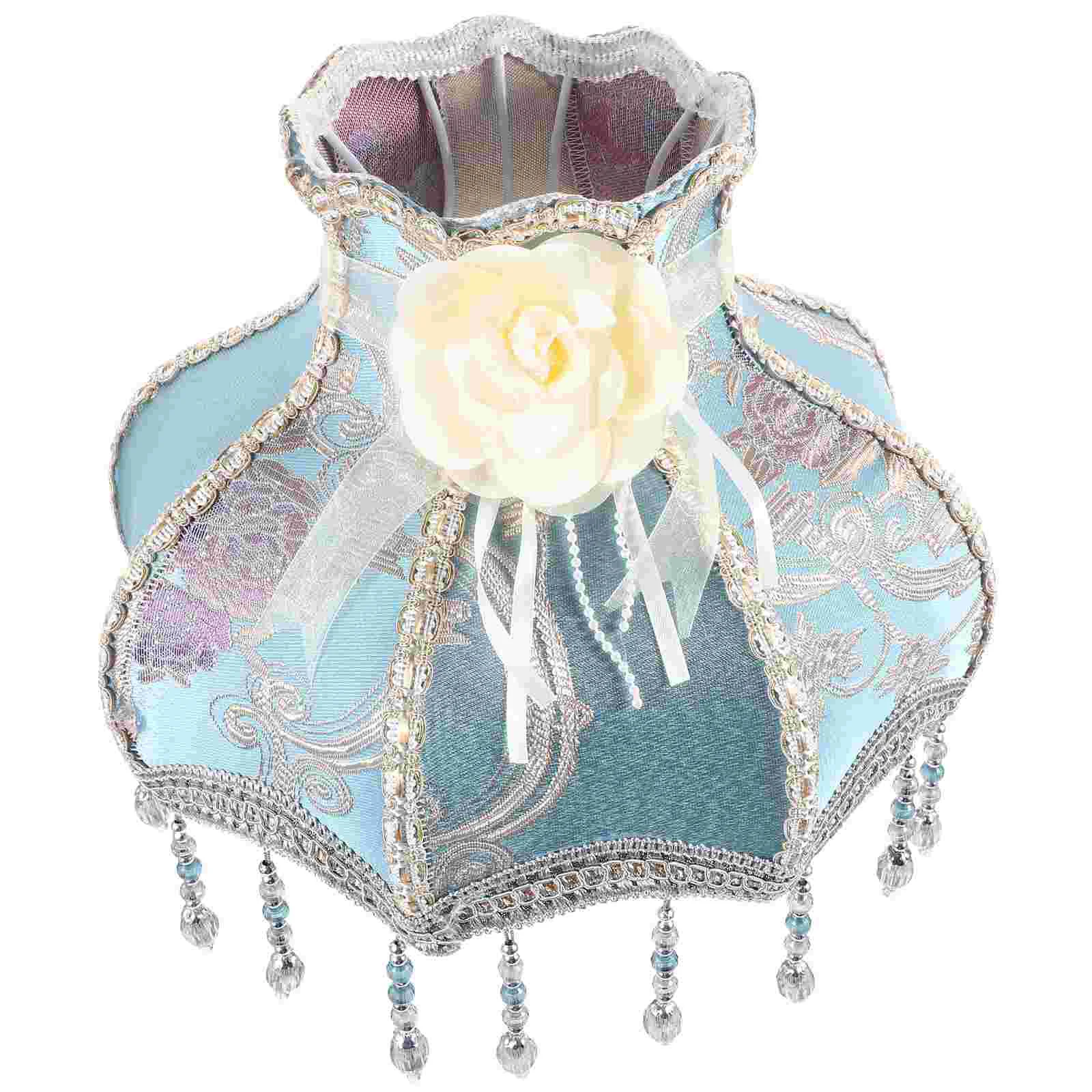 

Printed Princess Lampshade Retro Decor European Fringe French Desk Lampshades Cloth for Table Victorian Tassel