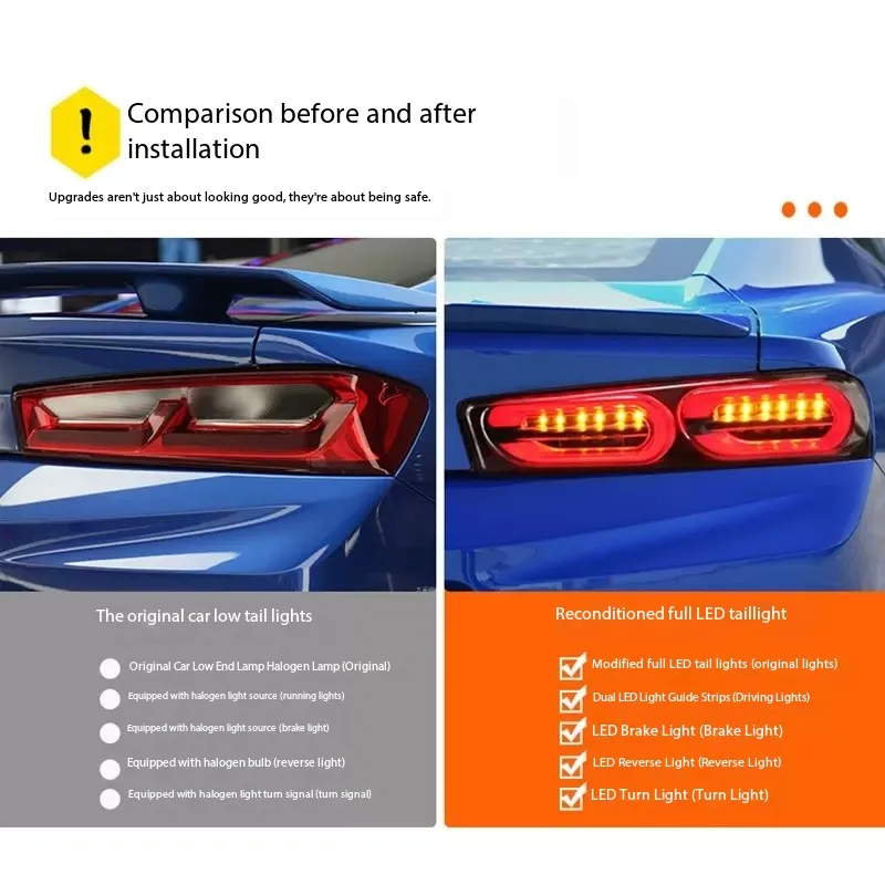 쉐보레 카마로 2016-2019용 자동차 테일 램프 후미등 액세서리 개조 LED 테일램프 테일 라이트