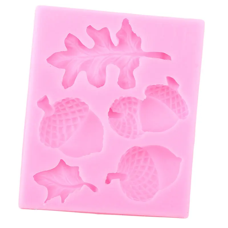 Pine Cone Nuts Silicone Molds Acorn Leaves Fondant Cake Decorating Tools DIY Cupcake Topper Mold Candy Chocolate Gumpaste Moulds