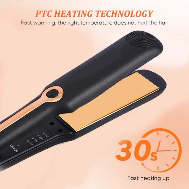 Professional 2 In 1 Hair Straightener Splint Ceramic Flat Iron Negative Ion Wide Plate Temperature Adjustable Straightening Iron - view 4